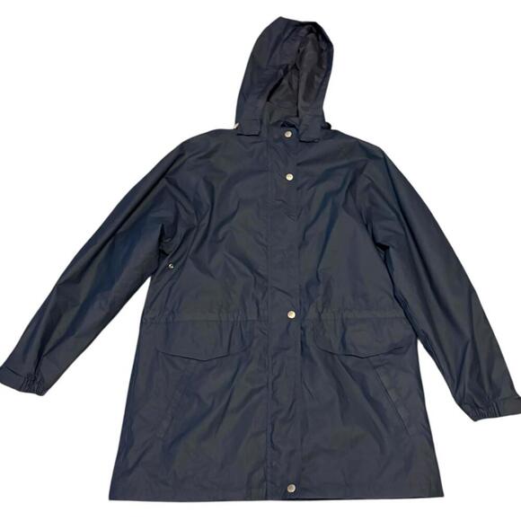 London Fog Navy Hooded Raincoat – Size Small - Picture 1 of 7